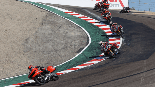 Kyle Wyman Leading the pack at Laguna Sec