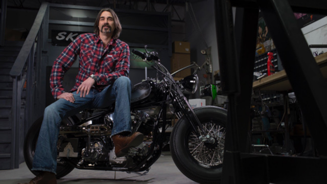 Eric Gorges sitting on a Motorcycle before ShopTalk Episode 330